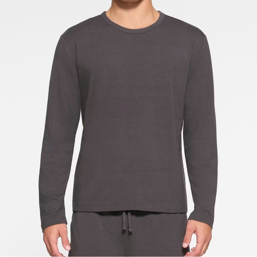 SKIMS Jersey Lounge Long Sleeve T-Shirt Men's Size L Ash NWT